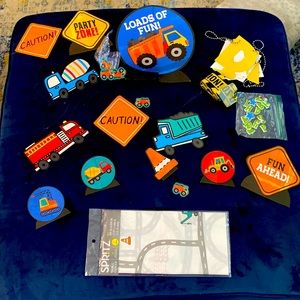 Lot of Boy Construction Birthday Decorations